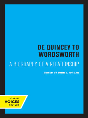 cover image of De Quincey to Wordsworth
